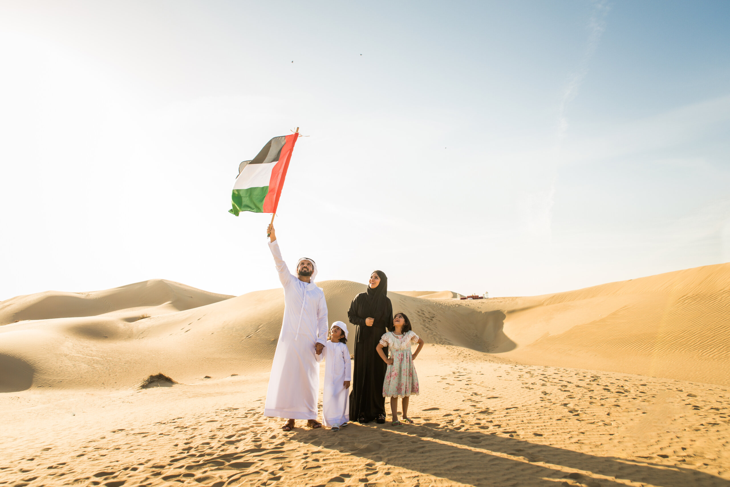 Arabian family in the desert